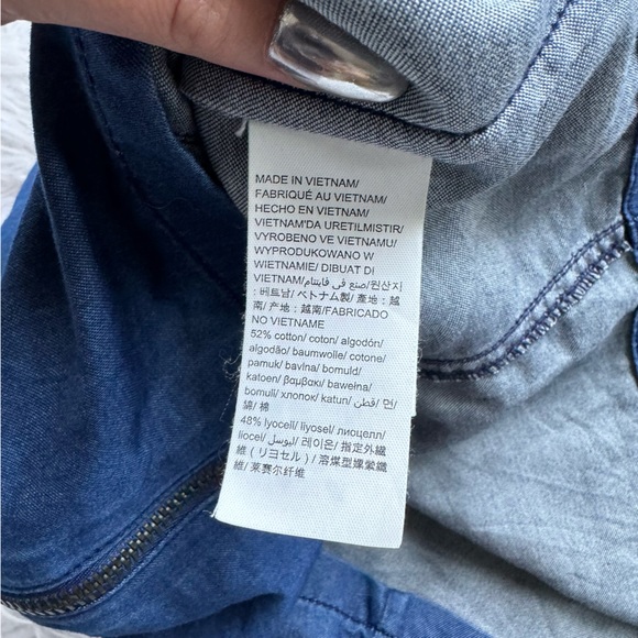 Calvin Klein Jeans Dark Denim Chambray Zip Up Mini Dress Size Large - Picture 7 of 7